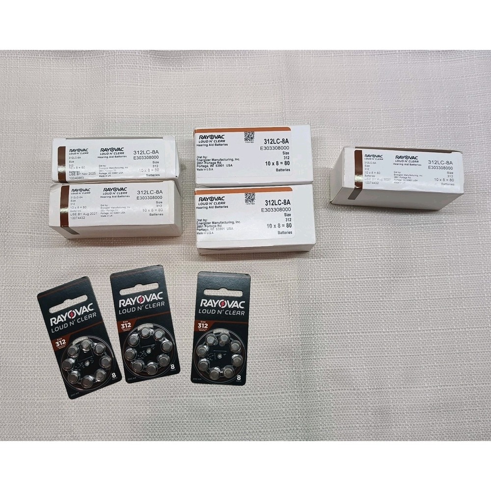 Rayovac Loud N' Clear Sz 312 Hearing Aid Batteries 53 Packs Of 8 Total 424‎